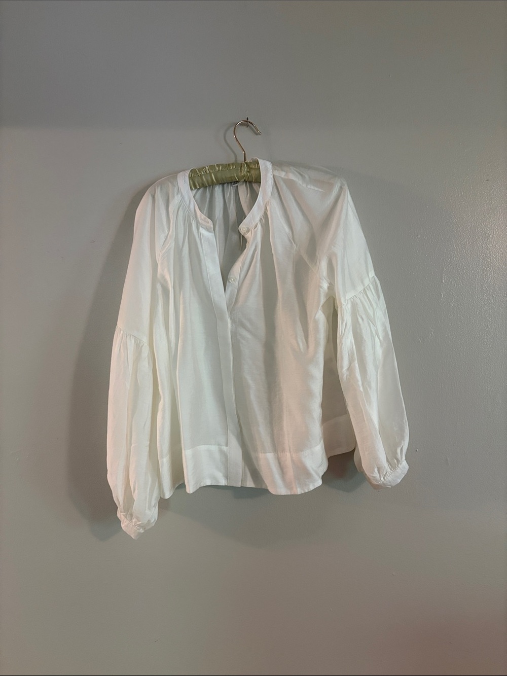 Madewell White Button-Front Peasant Blouse